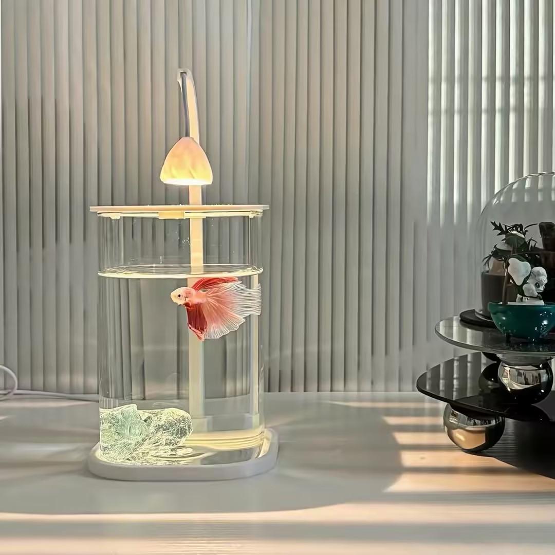 Planted Aquarium For Goldfish - 360 ° Panoramisches Klares Desktop-Aquarium Mini-Aquarium