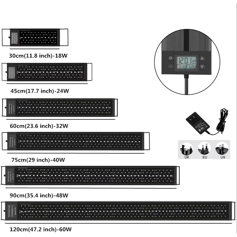 Planted Aquarium Hours - LED-Aquariumbeleuchtung 45cm 24W mit Timer für
