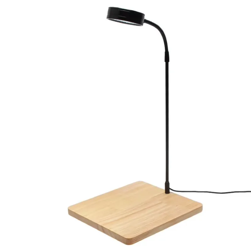 Planted Aquarium Hours - USB-Vollspektrum-LED-Aquariumlampe für Mikrolandschaften mit Holzsockel für