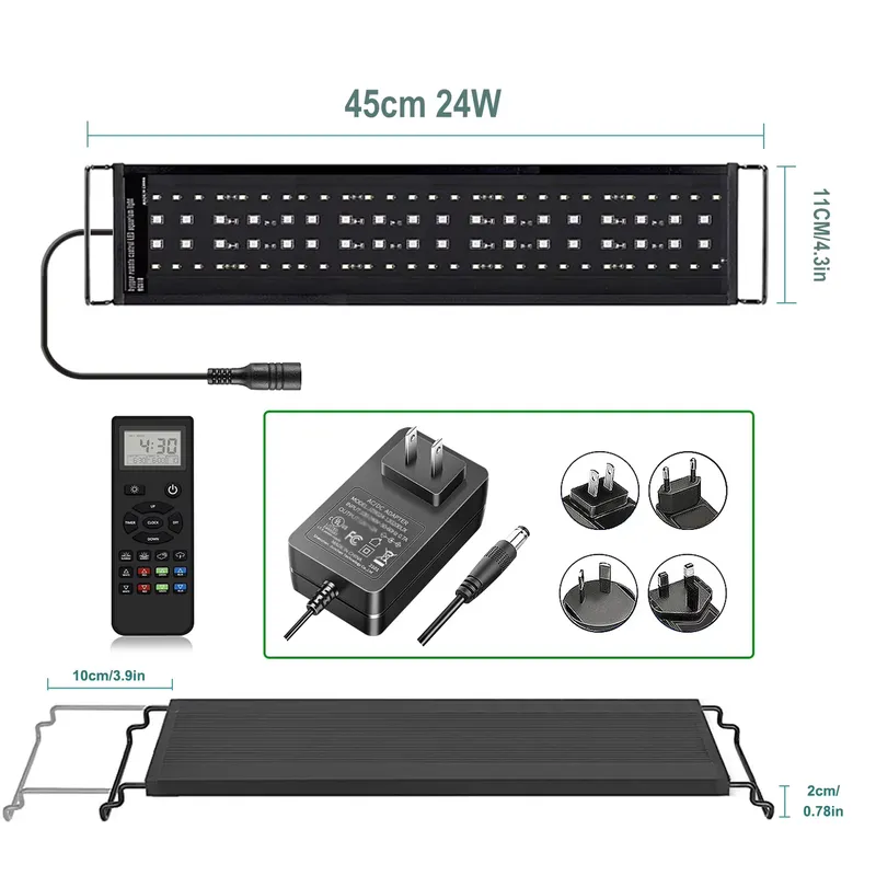 Planted Aquarium Hours - SIROKA 45cm Professionelle LED-Aquariumbeleuchtung mit Fernbedienung